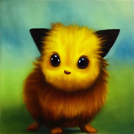 Prompt: realistic oil painting on canvas of pichu