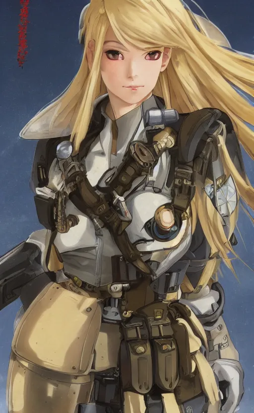 Prompt: shot of mechanized valkyrie, anime style, world war 2, top gun clothing, spread wings, blonde hair, hair down, symmetrical facial features, from arknights, hyper realistic, 4 k, rule of thirds, extreme detail, detailed drawing, safebooru, hd, d & d, realistic lighting, by alphonse mucha, greg rutkowski, backlit