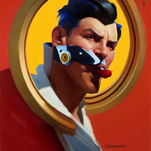 Prompt: greg manchess portrait painting of casino roulette with a mouth as overwatch character, medium shot, asymmetrical, profile picture, organic painting, sunny day, matte painting, bold shapes, hard edges, street art, trending on artstation, by huang guangjian and gil elvgren and sachin teng