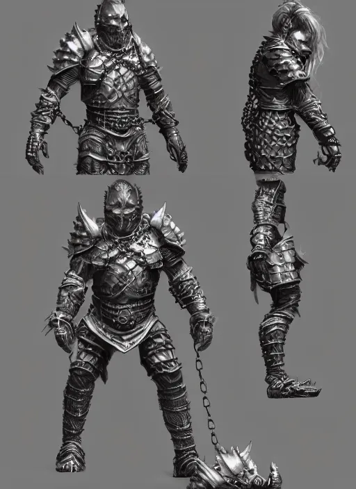 Image similar to а fantasy Proto-Slavic mythology, zombie in chain mail armor inspired blizzard games, full body, detailed and realistic, 4k, trending on artstation, octane render