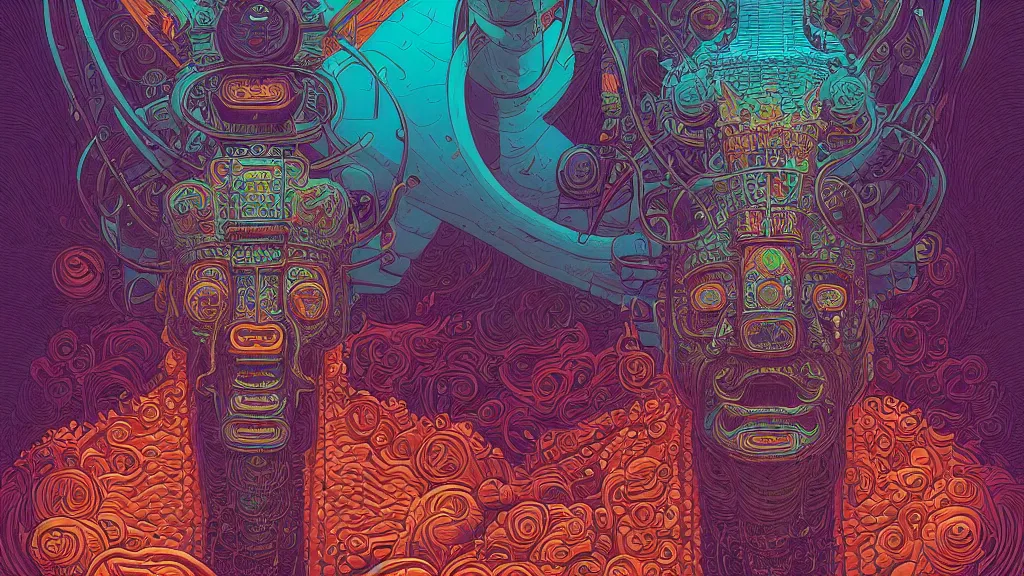 Image similar to highly detailed illustration of a mayan god by kilian eng, by moebius!, by oliver vernon, by kyle hotz, by dan mumford