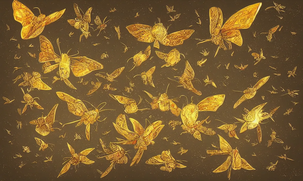 Image similar to discworld theme, moth, flocking birds, 3 d art, digital illustration, perfect lighting