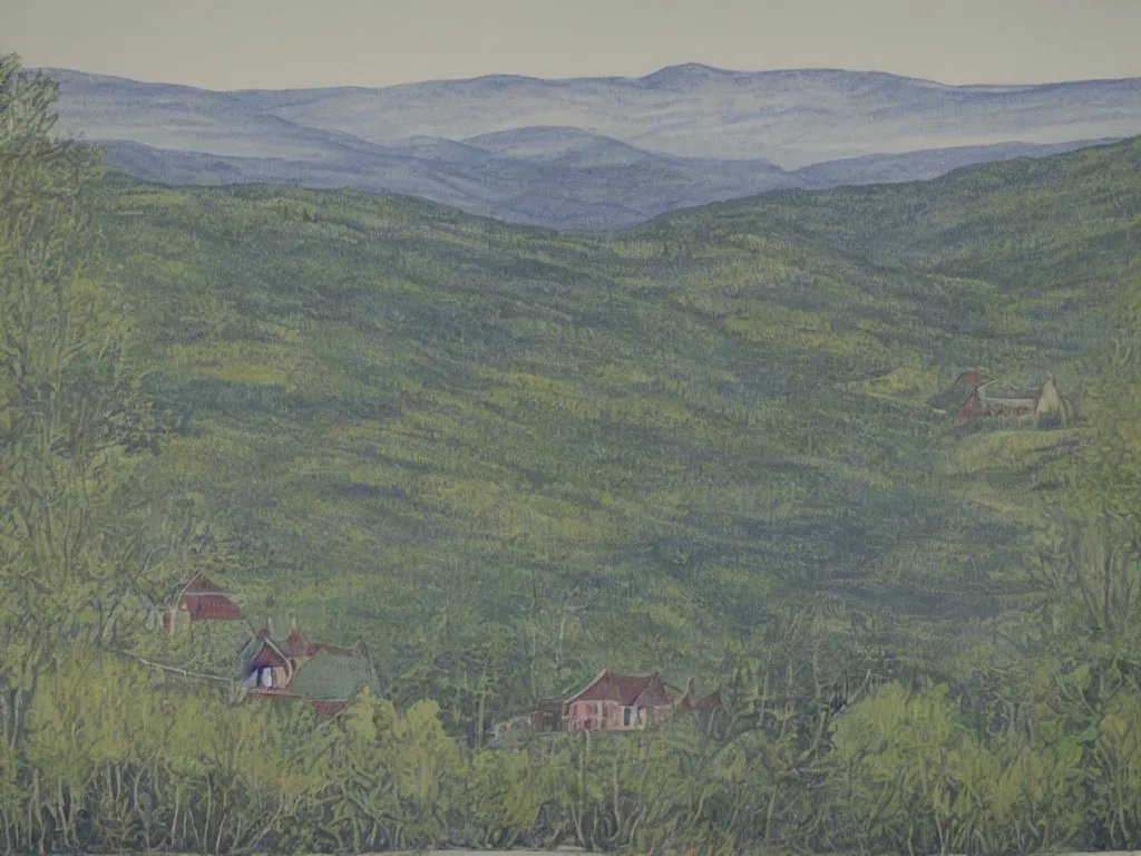 Image similar to the laurentians. lithography by susanne la.