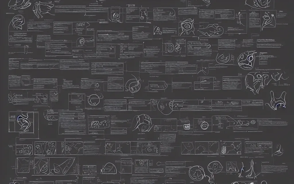 Prompt: alien glyphs hierarchical outline diagram by jayden hansen, well designed futuristic software user interface for movie, great composition and information design, concept art, cinematic, trending on artstation, 4 k