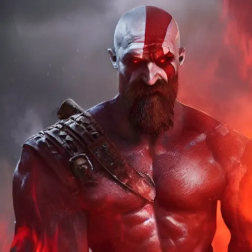 Image similar to film still of kratos as a demon in hell in the new batman movie, sharp focus, artstation