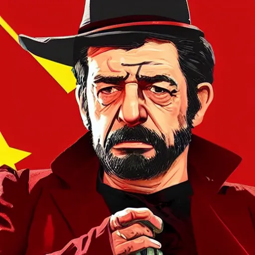 Prompt: Jean-Luc Mélenchon in red dead redemption 2 4K quality