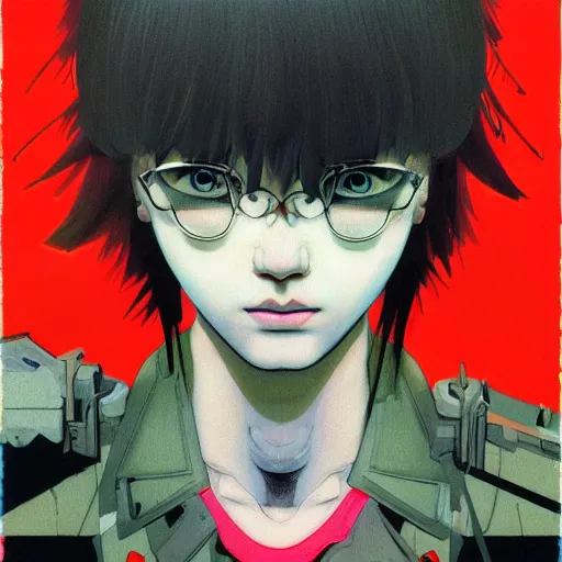 Image similar to prompt : soviet punk portrait soft light painted by james jean and katsuhiro otomo and erik jones, inspired by akira anime, smooth face feature, intricate oil painting, high detail illustration, sharp high detail, manga and anime 1 9 9 9