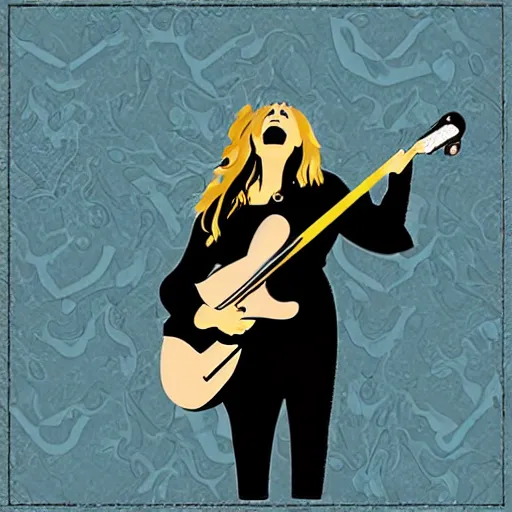 Image similar to stevie nicks playing guitar and singing, sticker - art, svg vector, adobe - illustrator