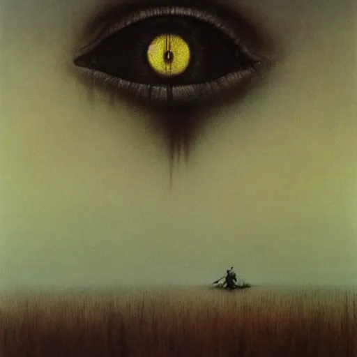 Image similar to beksinski, zdzisław - her eyes wide, oil on canvas