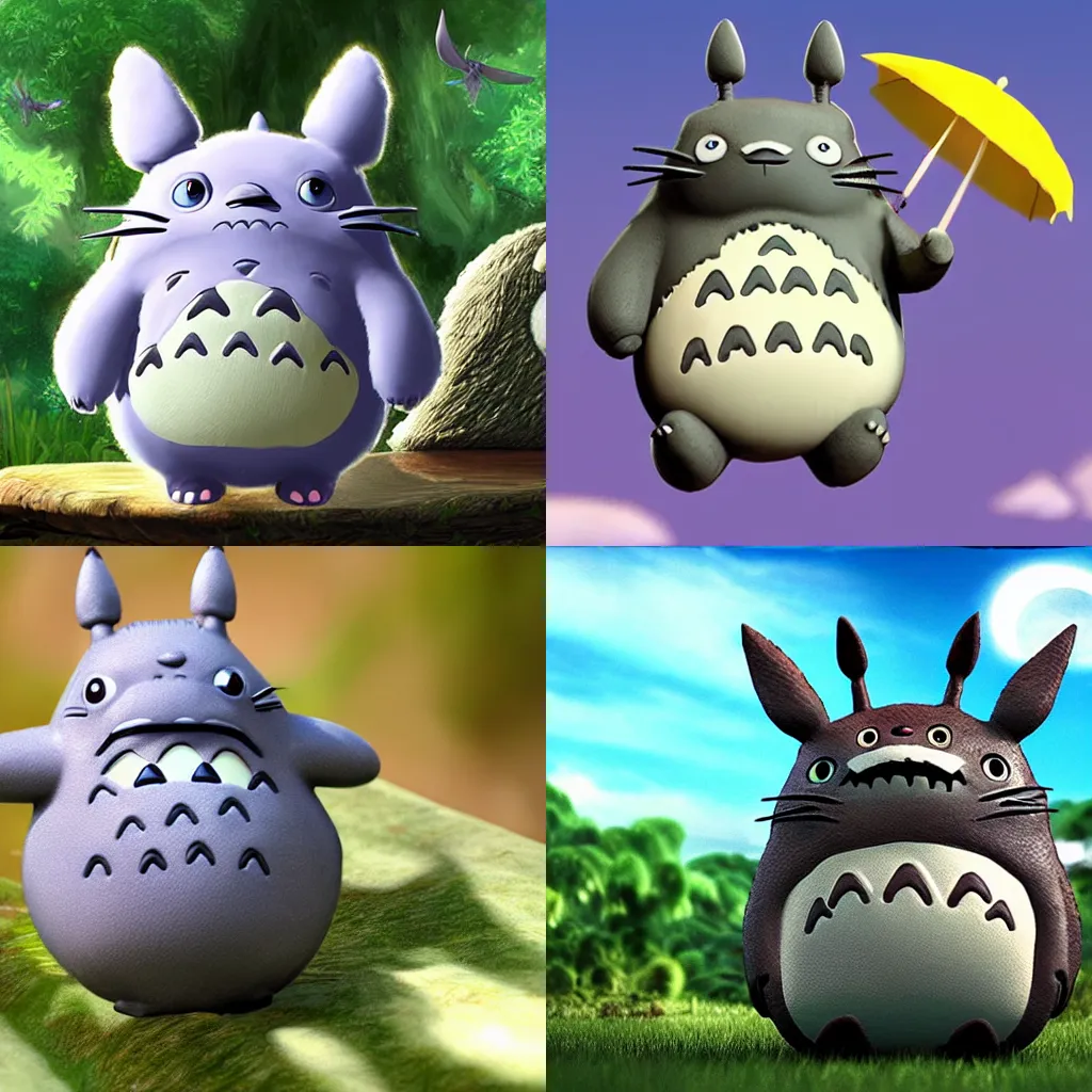 Prompt: cute beautiful Totoro monster with wings, realistic, 4k