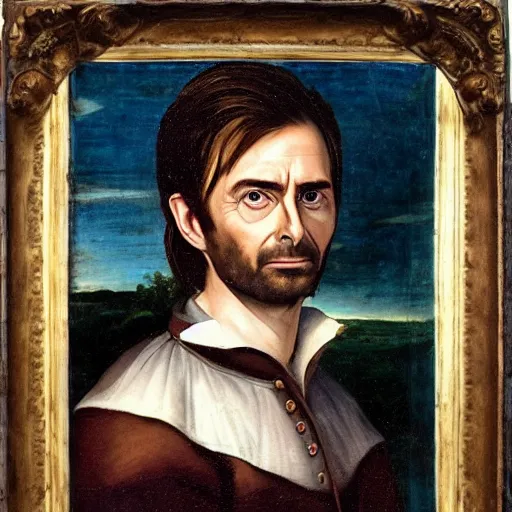 Image similar to potus david tennant, renaissance oil painting