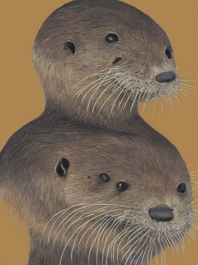 Image similar to Portrait of an otter in naval uniform. Oil on canvas, 8k resolution.