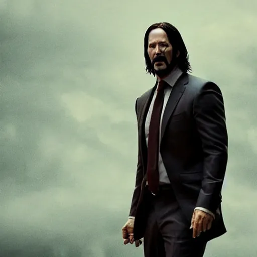 Image similar to john wick with woody harrelson ’ s face