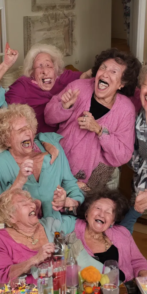 Image similar to laughing grandmas on acid in the house