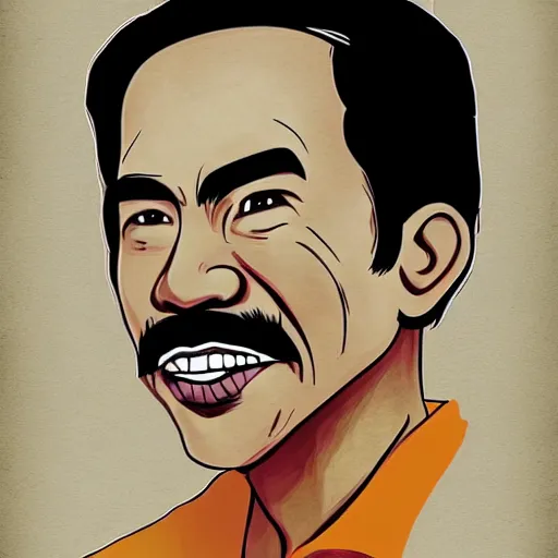 Prompt: Joko Widodo as character in DOTA, illustration, poster