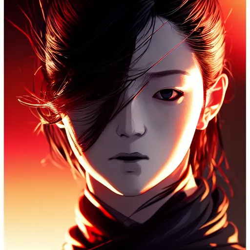 Prompt: a film portrait of an assassin woman, finely detailed features, closeup at the face, smooth, sharp focus, perfect art, night city background, cinematic lighting, highly detailed, intricate, anime, artstation, trending on pixiv fanbox, painted by mappa, studio ghibli, yoji shinkawa, hayao miyazaki - w 7 0 4