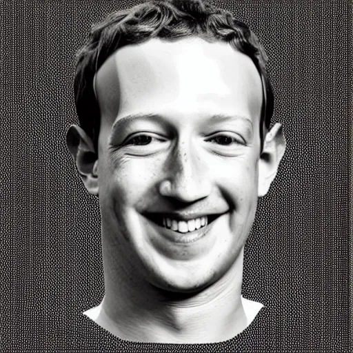 Image similar to seamless looping design of disembodied mark zuckerberg's head on striped white and black background