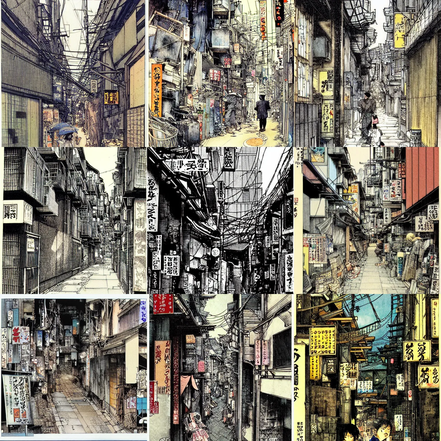 Prompt: tokyo alleyway by m. k. kaluta, beautiful