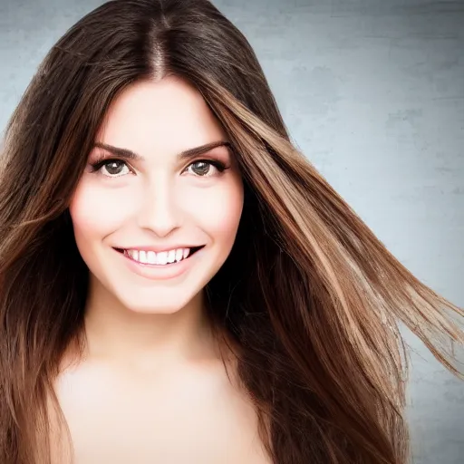 Image similar to face of a young brunette woman with hooknose