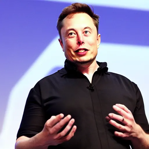 Image similar to Elon musk on a stage at an apple inc conference, highly detailed