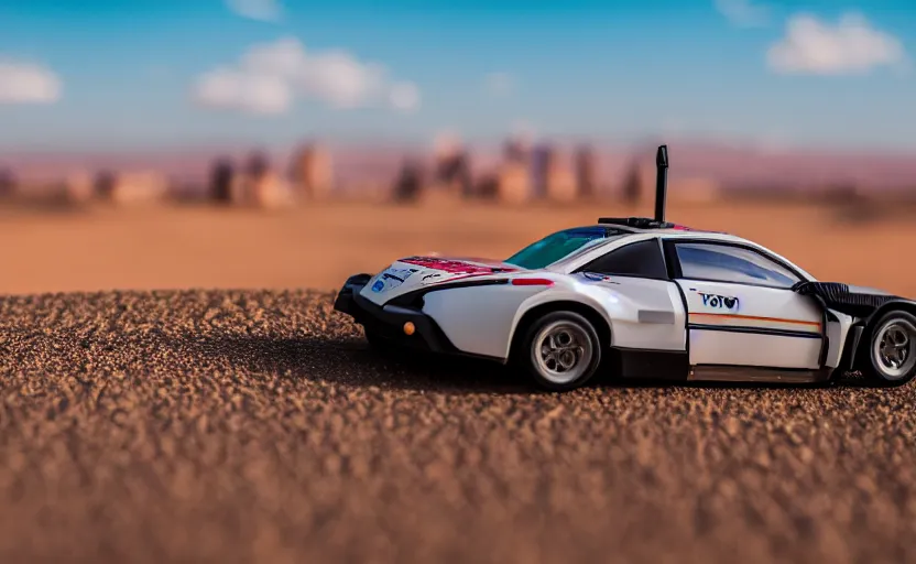 Prompt: photograph of an Itasha surrounded by desert with a futuristic city in the horizon, sigma 85mm f/1.4, 4k, depth of field, high resolution, 4k, 8k, hd, full color