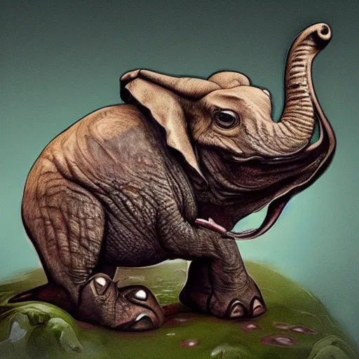 Prompt: A creature that is half frog, half elephant, art station