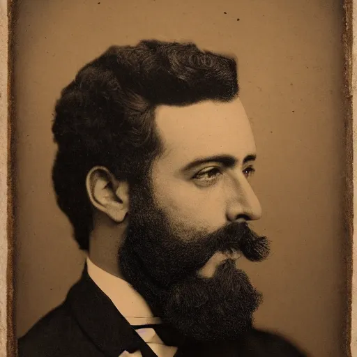 Prompt: real-life face portrait of Emperor Pedro I of Brazilas chin strap beard and goatee dramatic lighting late 1800s Daguerreian photo by Mathew Brady