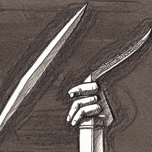 Prompt: detailed engineer sketch of a dagger, leonardo da vinci style