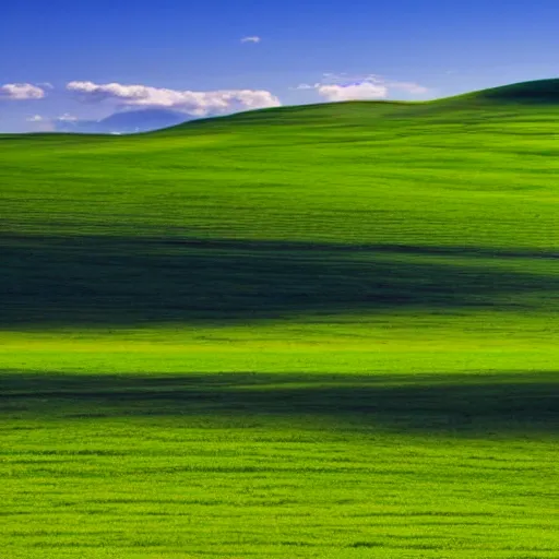 Prompt: windows xp background with a castle in the distance