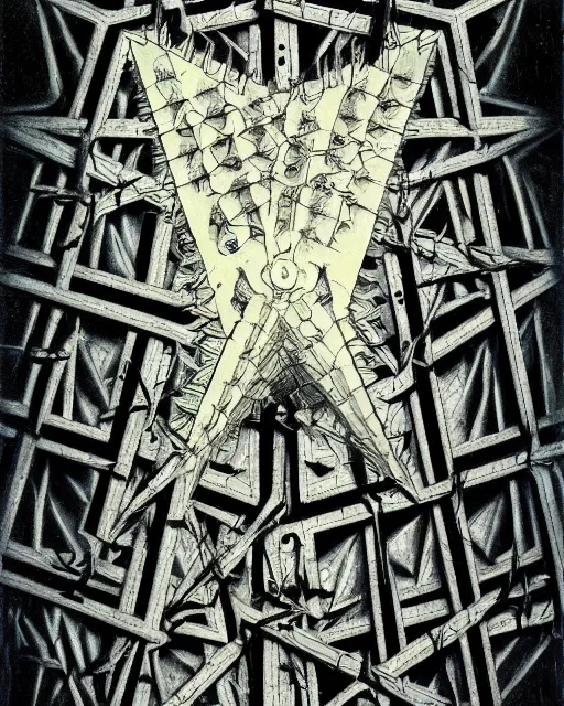 Prompt: Hellraiser movie poster by HR Giger