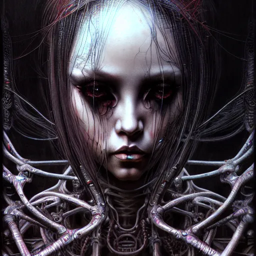 Image similar to a highly detailed long shot photo of cybergoth female character by ayami kojima, beksinski, giger, intricate, digital painting, artstation, intricate, concept art, smooth, sharp focus, illustration
