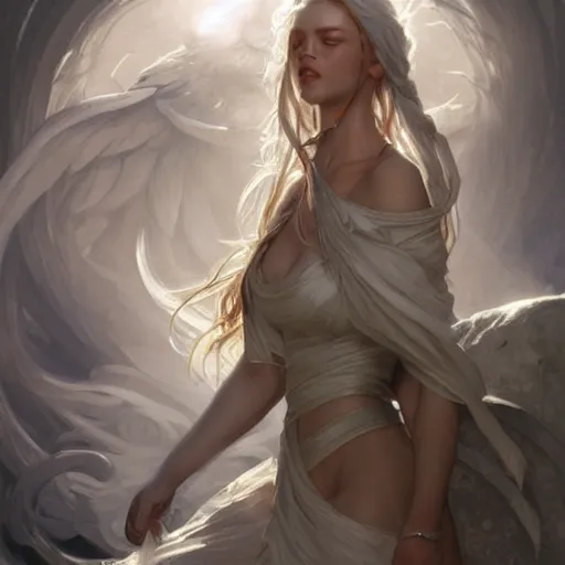 Prompt: white Maiden, highly detailed, digital painting, artstation, concept art, sharp focus, illustration, art by artgerm and greg rutkowski and alphonse mucha