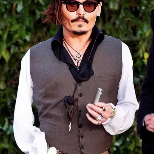 Prompt: Johnny Depp with Karen hairstyle