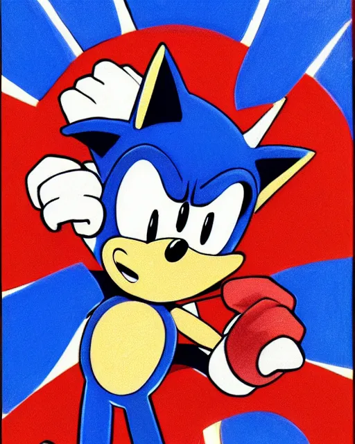 Prompt: a portrait of Sonic the Hedgehog by Jack Kirby