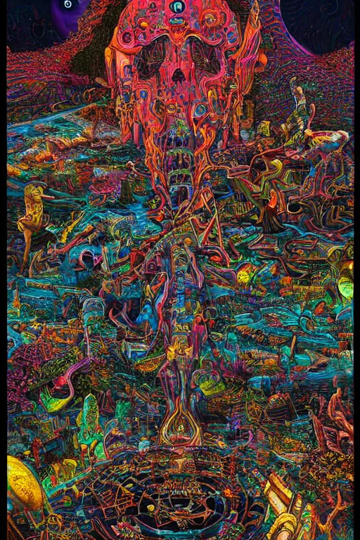 Image similar to futuristic universe, death of humanity, psychedelic dmt trip, detailed intricate, 8 k