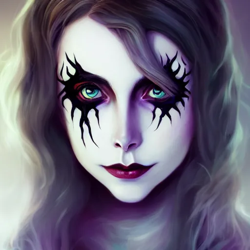 Image similar to a portrait of a beautiful willa holland black metal face paint, art by lois van baarle and loish and ross tran and rossdraws and sam yang and samdoesarts and artgerm, digital art, highly detailed, intricate, sharp focus, trending on artstation hq, deviantart, unreal engine 5, 4 k uhd image