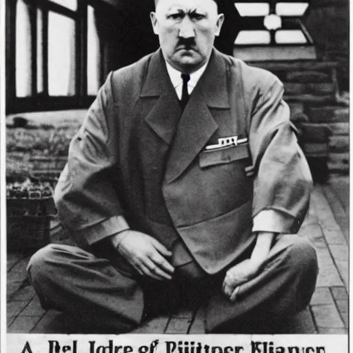 Prompt: magazine cover photo of Adolf Hitler as the new Dalai Lama, buda hitler, buda, hitler is pacifist now portrait photo by Slim Aarons in TIMES