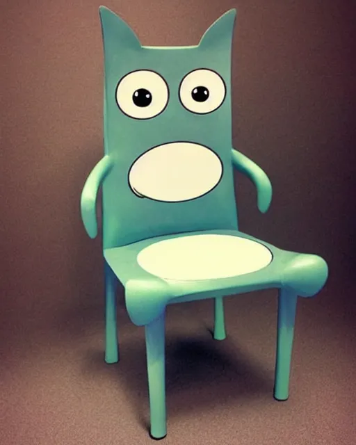 Prompt: an antropomorphic chair, digital art by studio ghibli, googly eyes, cute, anime artstyle