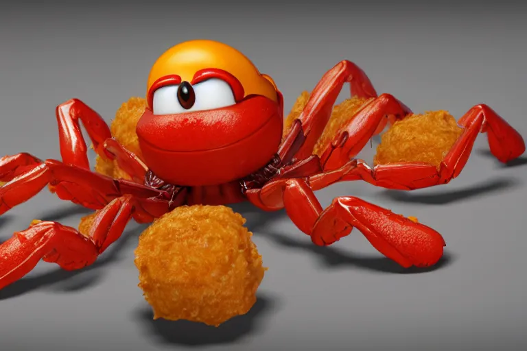 Prompt: cgsociety contest winner, 3 d product render of the hot new spider mcnugget from mcdonalds, ad for delicious spider nugget