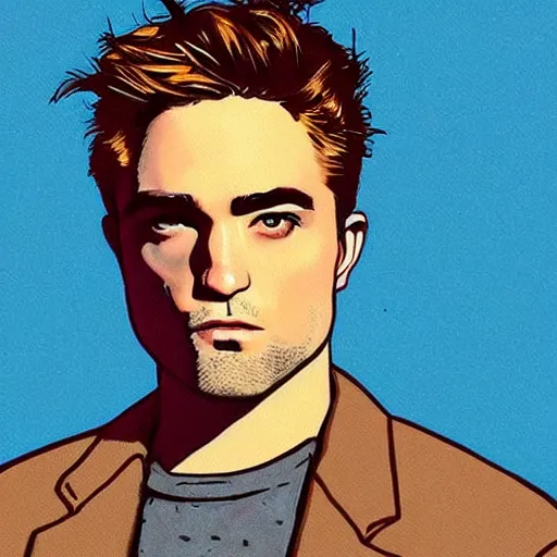 Image similar to “ robert pattinson retro minimalist portrait by jean giraud, moebius, sharp, smooth face, comic, 8 k ”