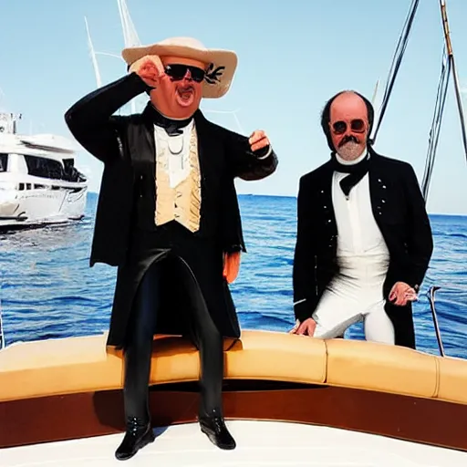 Image similar to character torrente and hamilton on a boat