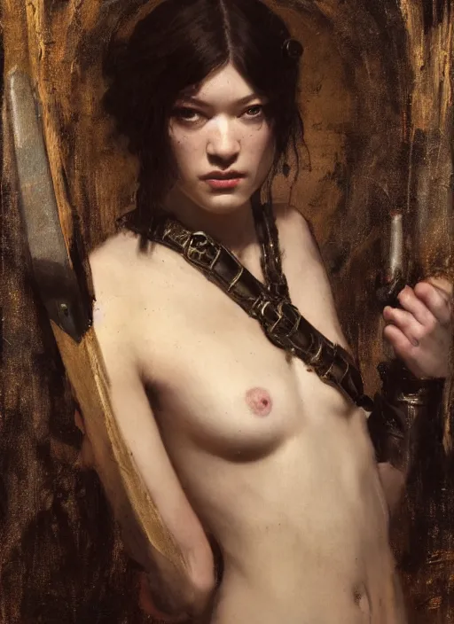 Image similar to stoya wearing black medieval armour, by gaston bussiere, bayard wu, greg rutkowski, giger, maxim verehin, greg rutkowski, masterpiece, sharp focus, cinematic lightning