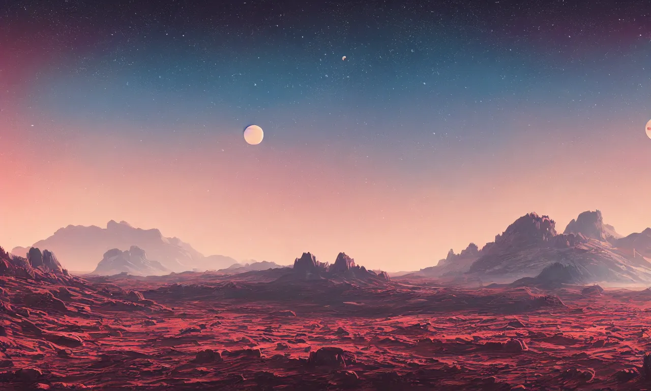 Image similar to mars and moon ground by alena aenami artworks in 4 k