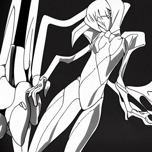 Prompt: neon genesis eva in old black and white photo