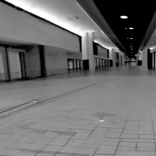 Image similar to beatiful cctv found footage of shadow creature lurking in an empty abandoned mall