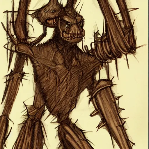 Image similar to antropromorphic stick insect, stick insect standing and talking like a human being, fantasy concept art, drawing by Don Bluth