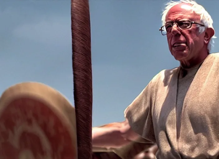 Image similar to film still of bernie sanders as leonidas in 3 0 0 movie, 8 k