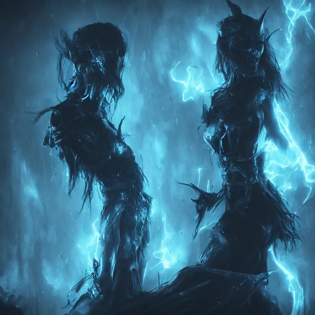 Prompt: character design, dark arcanist, blue lightning, blue mist, scary, photorealistic, unreal engine, hellish background, dark and mysterious, atmospheric, ominous, eerie, cinematic, cinematic, 4k, ultra detail, ultra realistic