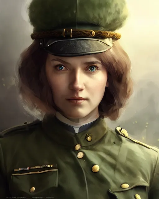 Prompt: beautiful nordic woman wearing world war 1 uniform, beautiful, detailed portrait, cell shaded, 4 k, concept art, by wlop, ilya kuvshinov, artgerm, krenz cushart, greg rutkowski, pixiv. cinematic dramatic atmosphere, sharp focus, volumetric lighting, cinematic lighting, studio quality