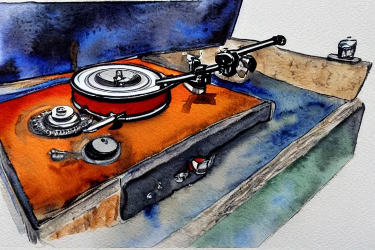 Prompt: pioneer turntable watercolor, highly detailed